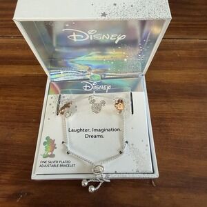 Disney Silver Plated Mickey Mouse Charms Adjustable Bracelet NIB